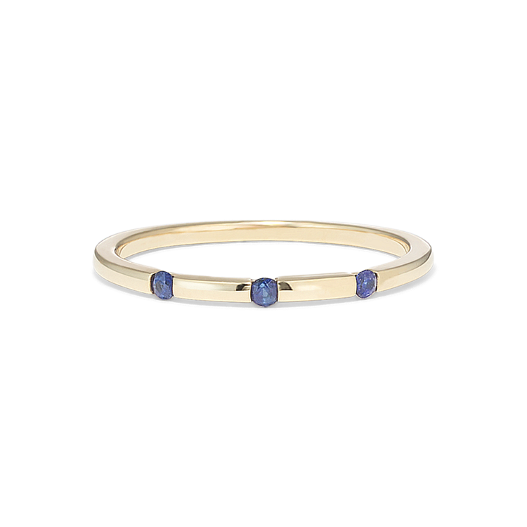 Bianca Stackable Traditional Blue Natural Sapphire Ring in 14K Yellow Gold