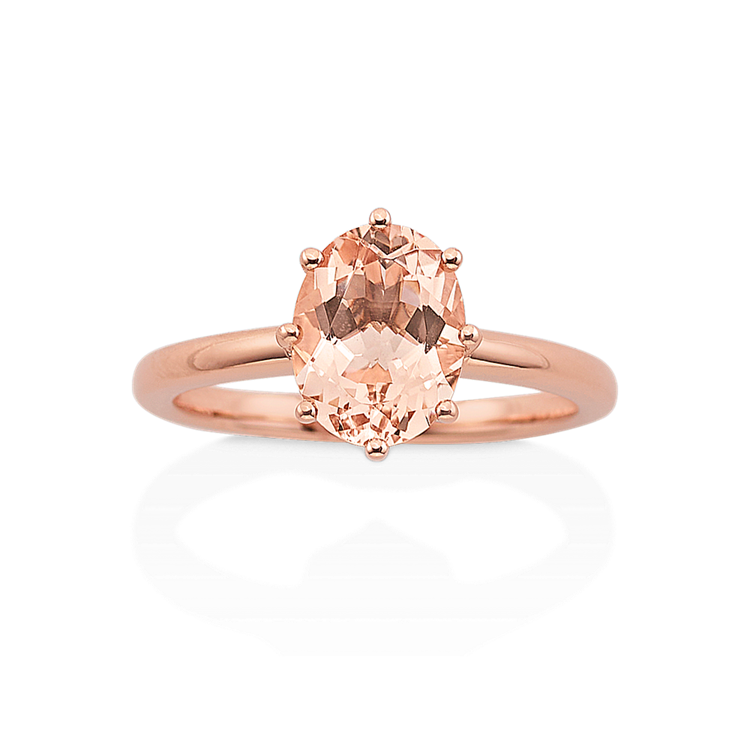 Hera Peach Natural Morganite Solitaire Ring in 14K Rose Gold