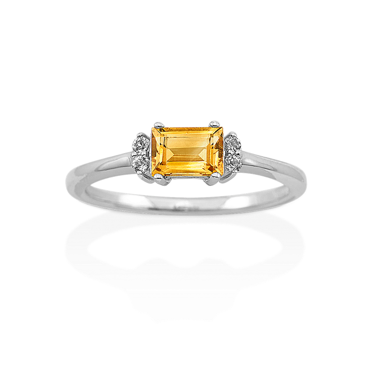 Raine Natural Citrine and Natural Diamond Ring in Sterling Silver