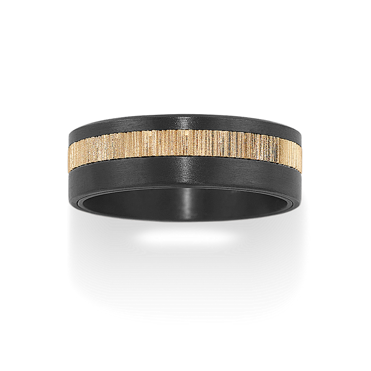 Bark Tantalum Band with 14k Yellow Gold Accent (8mm)