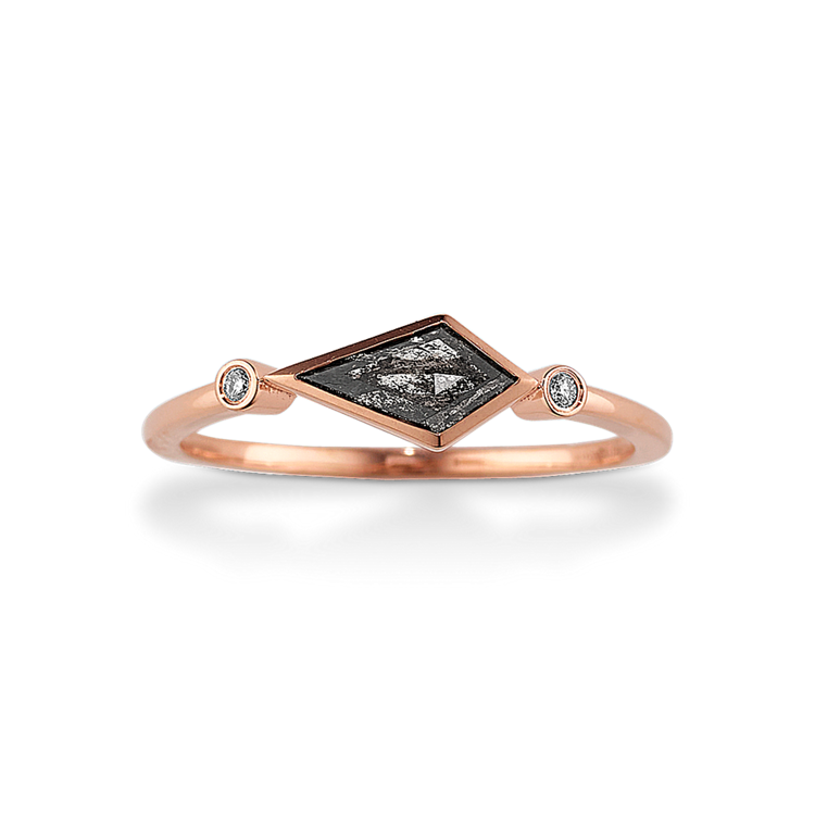 Natural Pepper Diamond and Natural Diamond Ring in 14K Rose Gold