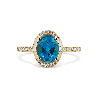 Topaz & Baguette Diamond Halo Pendant | Shane Co.