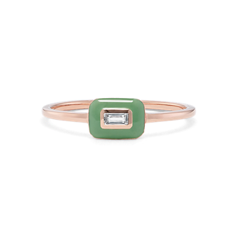 Baguette Sapphire Green Enamel Ring Shane