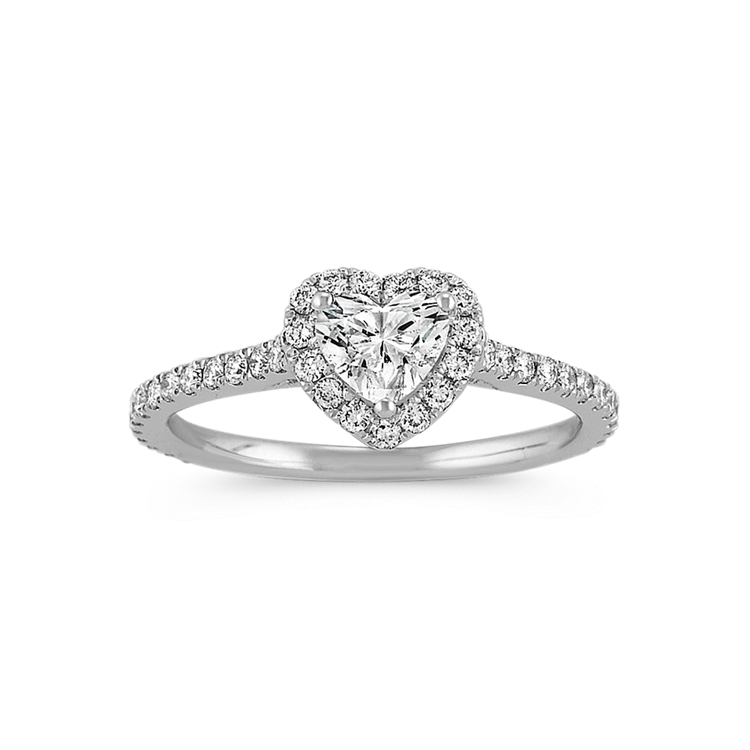 ½ ct. Heart-Shaped Center Natural Diamond Halo Engagement Ring