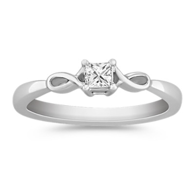Silver Ring with Princess Cut Diamond