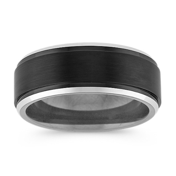  Two-Tone Cobalt Comfort Fit Ring with Satin Finish (9mm)
