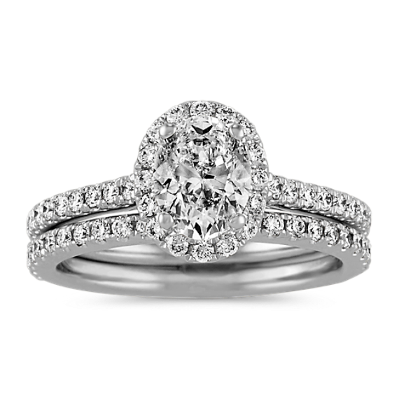 1 ct. Oval Center Diamond, Halo Wedding Set