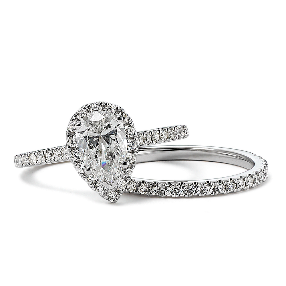 Siena 1 ct Pear-Shaped Diamond Wedding Set