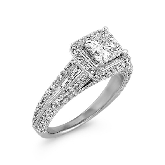 square diamond with baguettes
