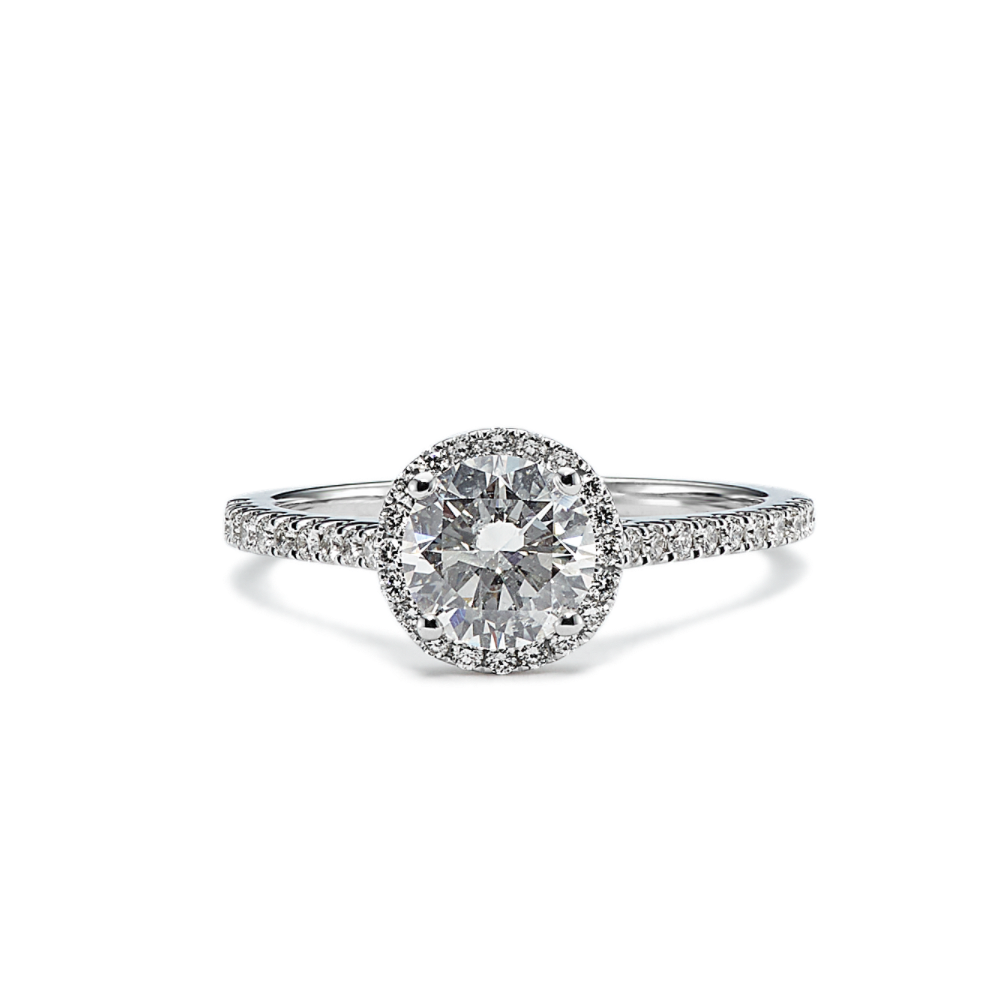 1 ct. Round Center Natural Diamond, Halo Engagement Ring