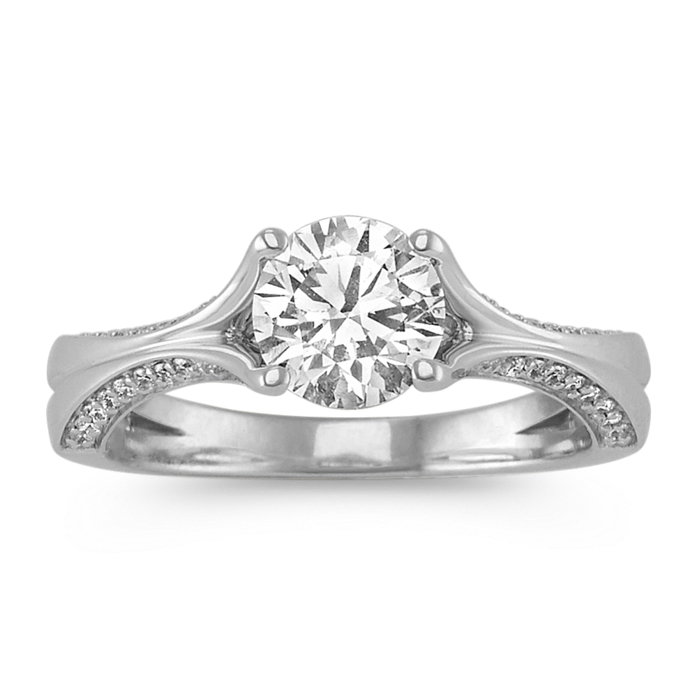 1 ct. Round Center Diamond Split Shank Engagement Ring