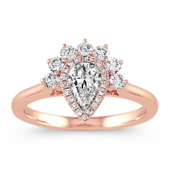 1/2 ct. Pear-Shaped Center Diamond, Halo Engagement Ring 