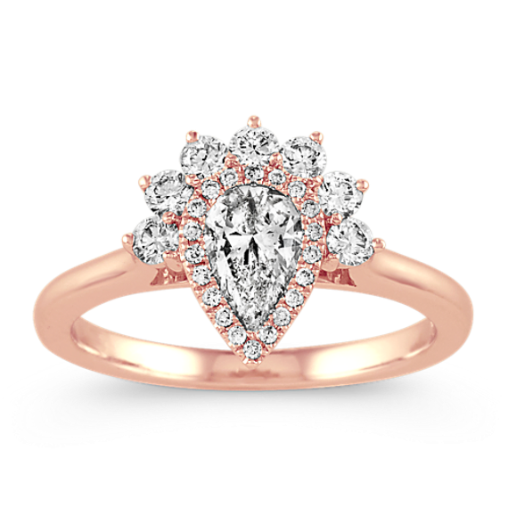 0.45 ct Pear-Shaped Center DiamondHalo Engagement Ring
