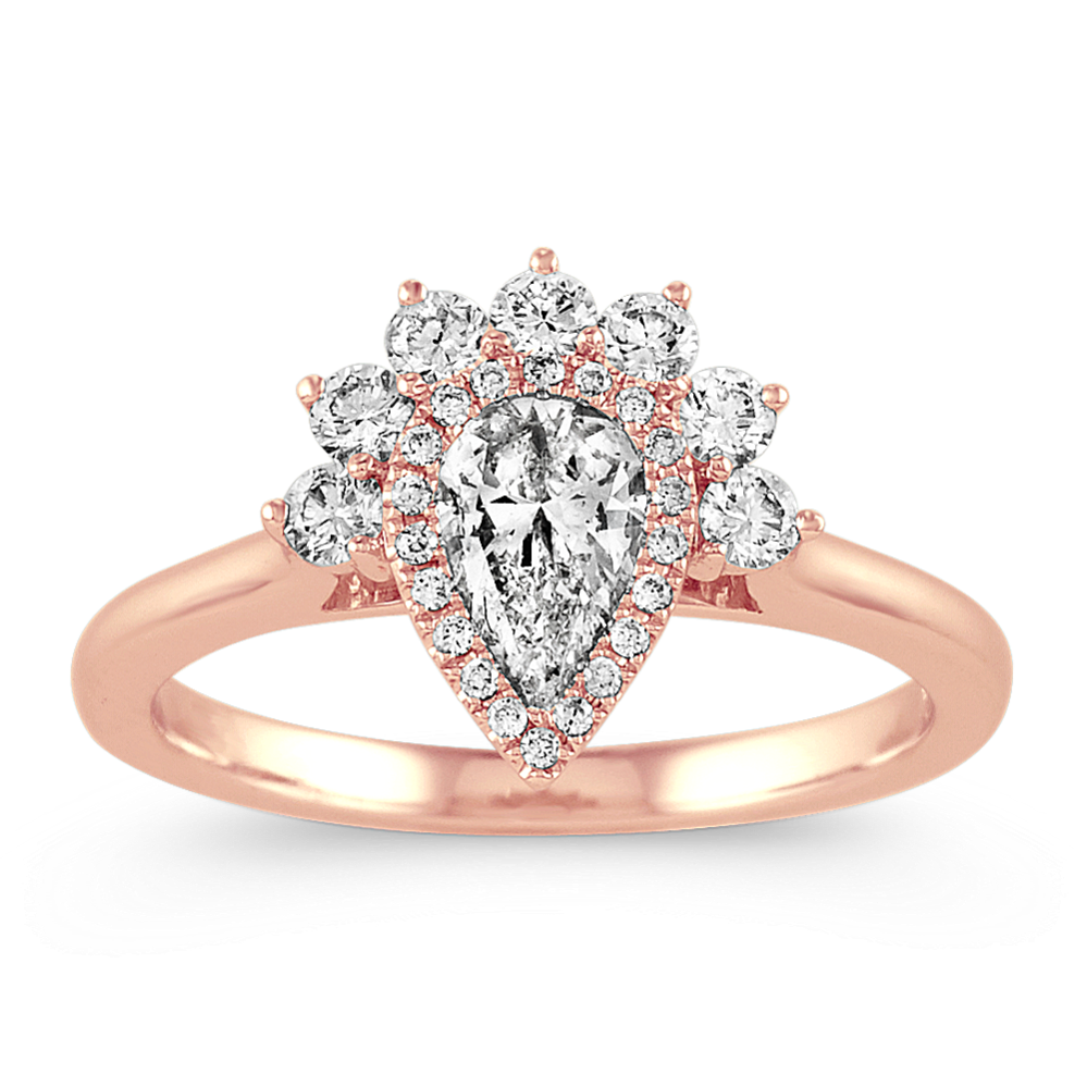 0.45 ct Pear-Shaped Center DiamondHalo Engagement Ring