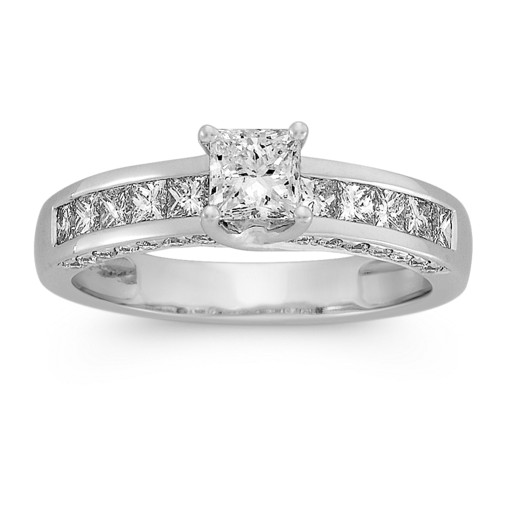 1/2 ct. Princess Cut Center Diamond, Engagement Ring