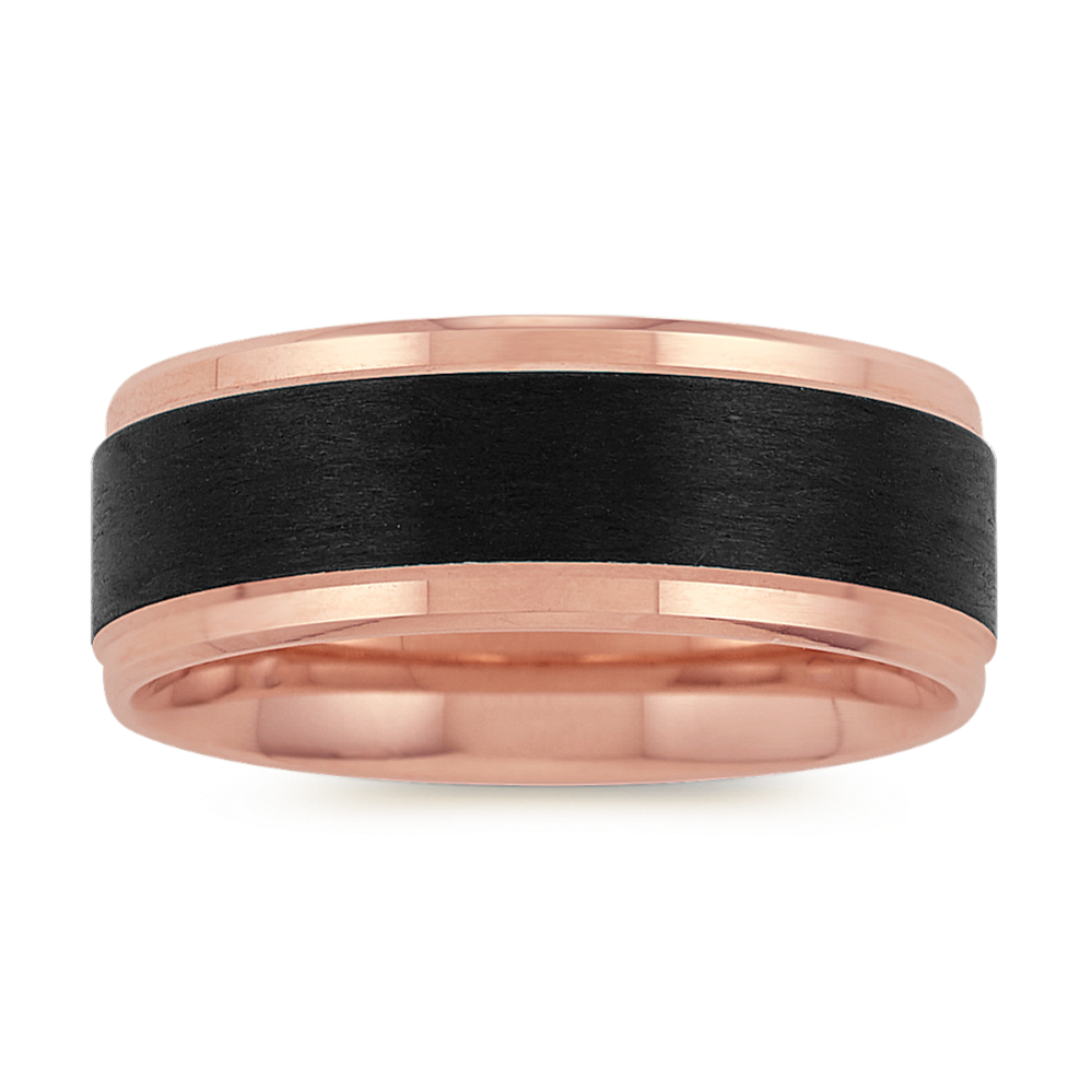 Arlo Carbon Fiber and 14K Rose Gold Wedding Band (8mm)