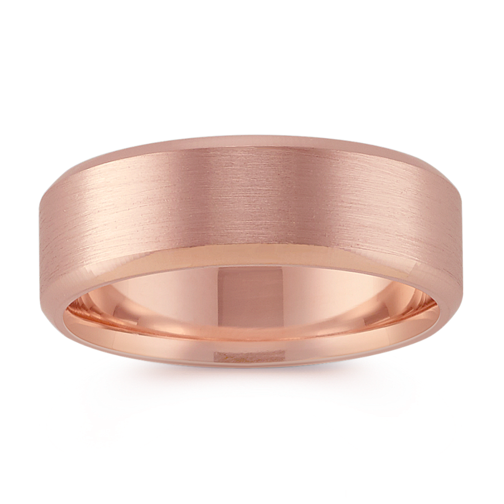14k Rose Gold Classic Comfort Fit Band with Brushed Finish (7mm)