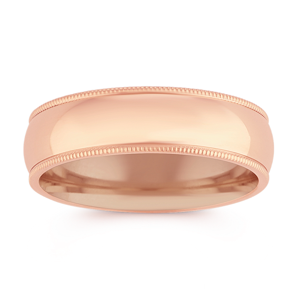 Milgrain Mens Band in 14K Rose Gold (6mm)