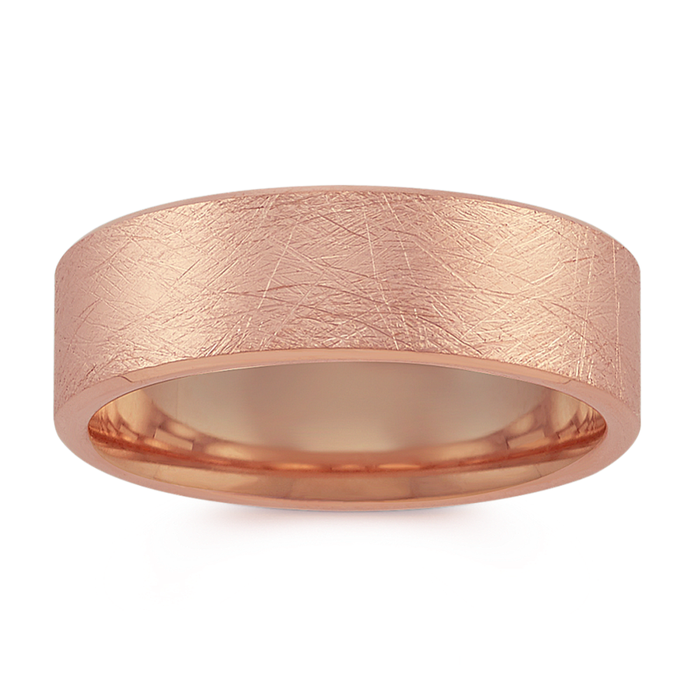 14k Rose Gold Comfort Fit Ring with Brushed Finish (7mm)