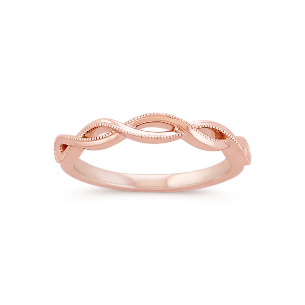 Milgrain Twist 14K Rose Gold Band