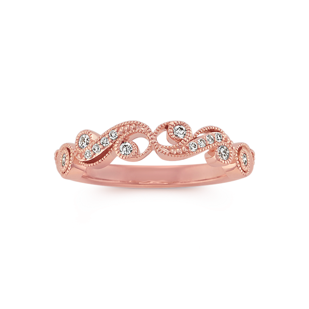Frida Vintage Natural Diamond Swirl Ring in 14K Rose Gold