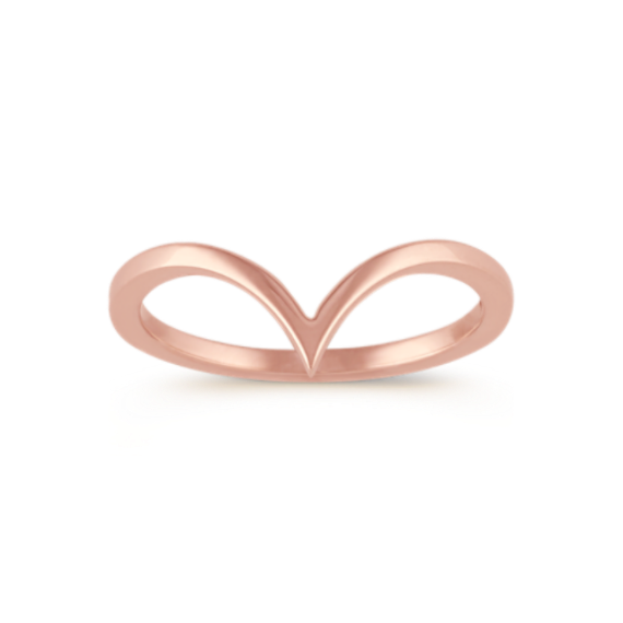 14k Rose Gold V Ring