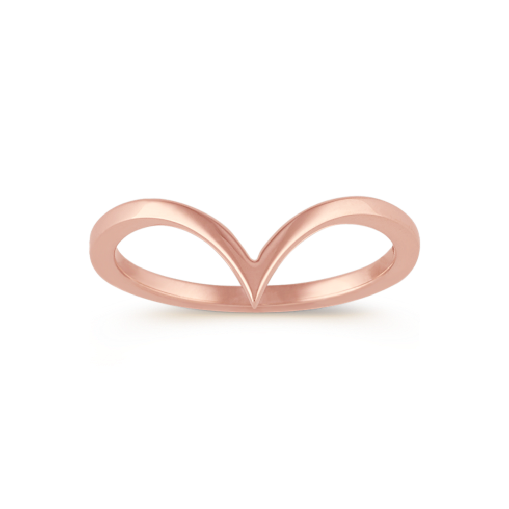 14k Rose Gold V Ring