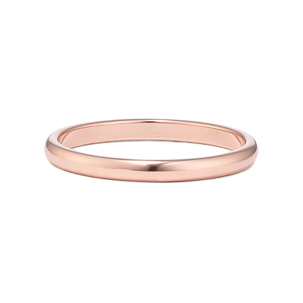 2mm 14K Rose Gold Comfort Fit Plain Wedding Band