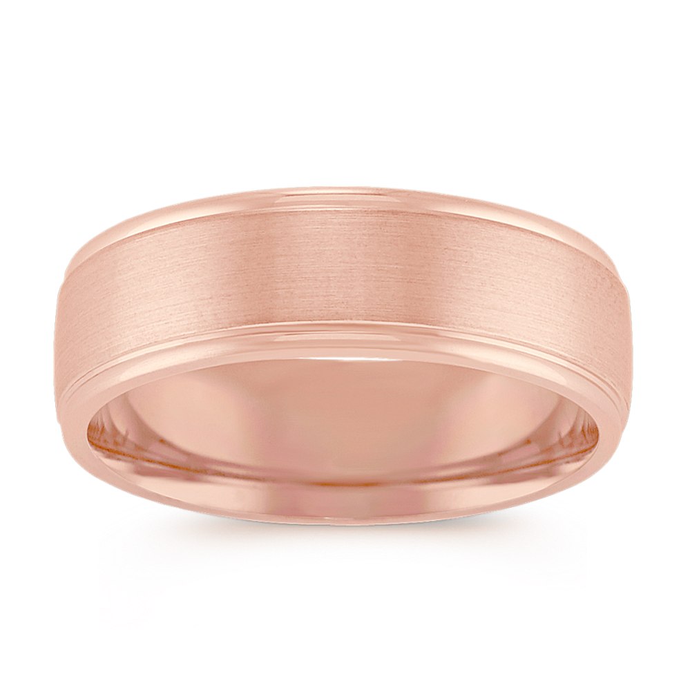 14k Rose Gold Wedding Band with Satin Finish (7mm)