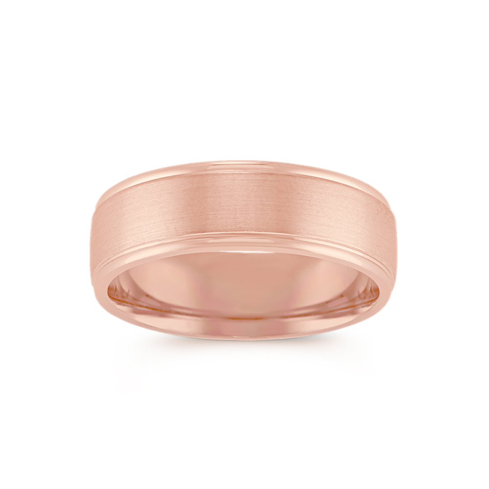14k Rose Gold Wedding Band with Satin Finish (7mm) Shane Co.