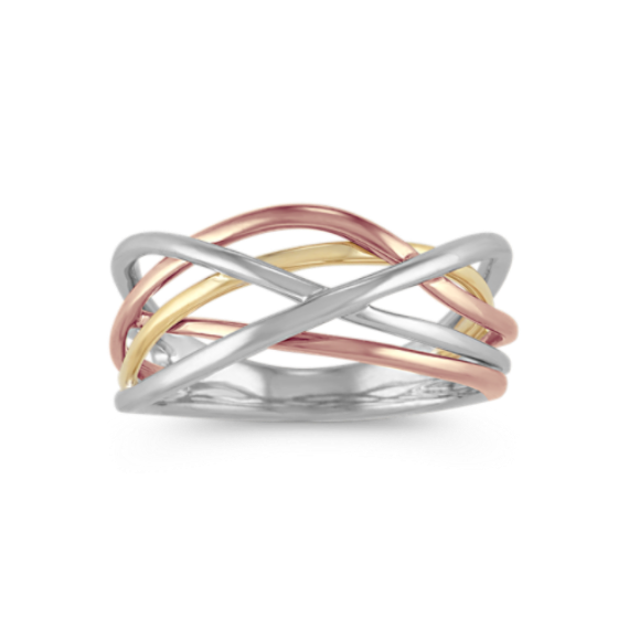 Sera Tri-Tone 14K Gold Swirl Ring