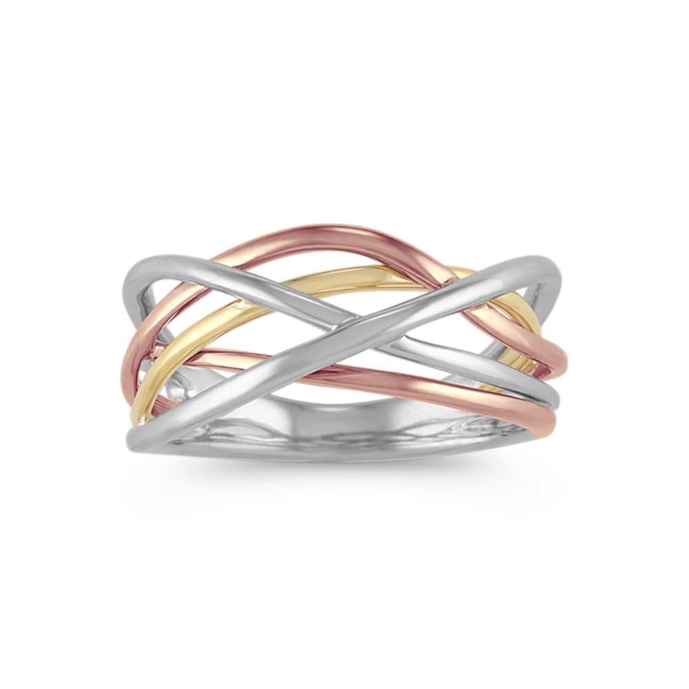 Sera Tri-Tone 14K Gold Swirl Ring
