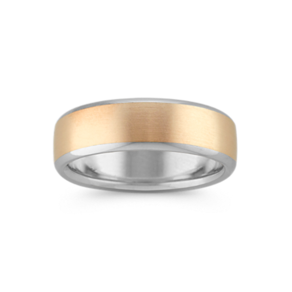 Comfort Fit Satin 14K Two-Tone Gold Band (6.5mm)