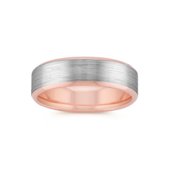 Soren Two-Tone Comfort Fit Ring in 14K White and Rose Gold