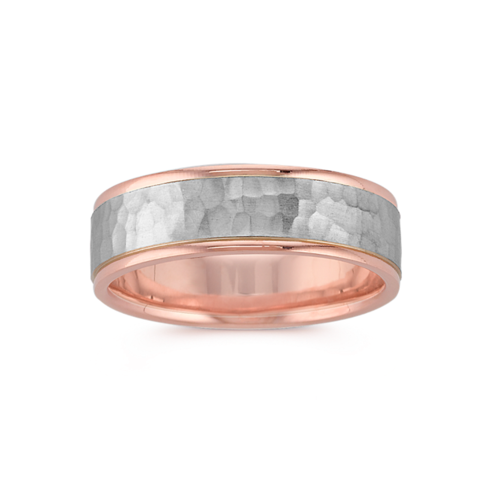 Muir 14k Two-Tone Gold Comfort Fit Ring with Hammered Finish (7mm)