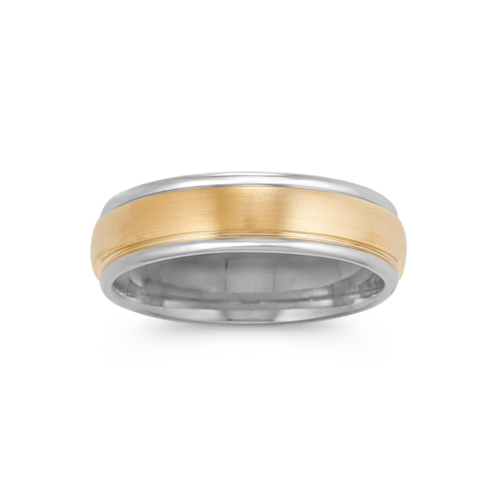 14k Two-Tone Gold Comfort Fit Ring with Satin Finish (6mm)