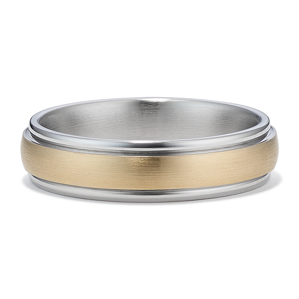 14k Two-Tone Gold Comfort Fit Ring with Satin Finish (6mm)