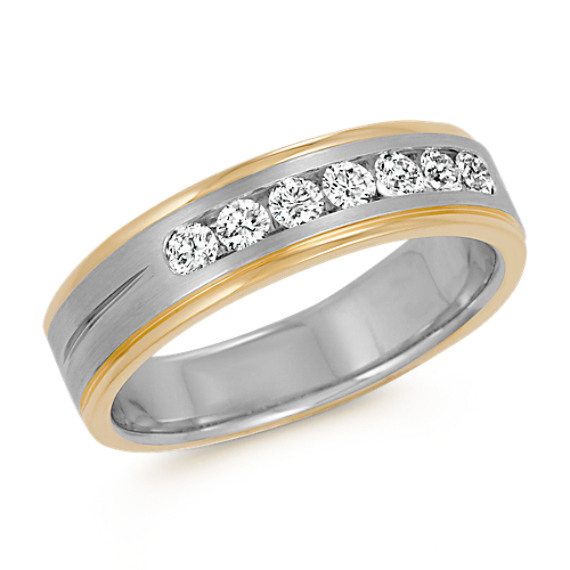 14k Two-Tone Gold Diamond Ring with Satin Finish (6mm) | Shane Co.