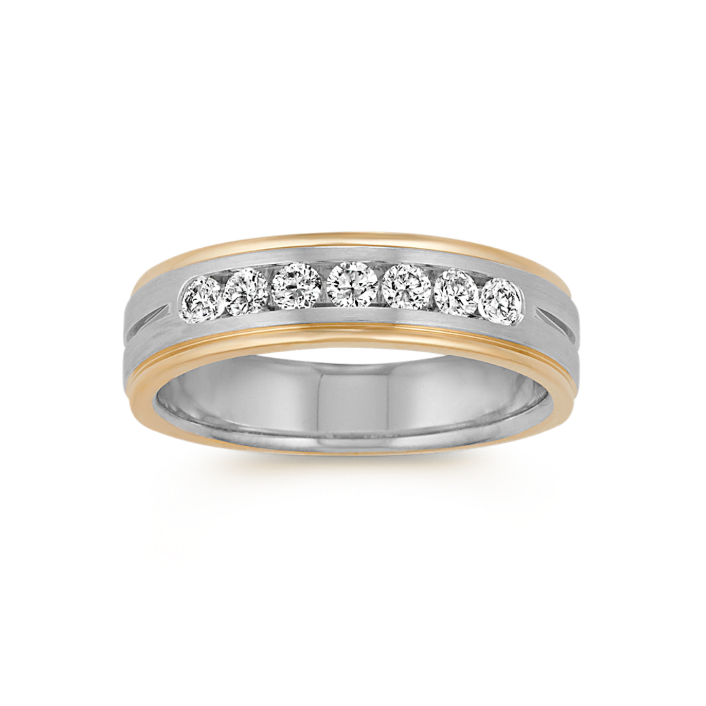 Clark Diamond Two-Tone Ring in 14K White and Yellow Gold (6mm)
