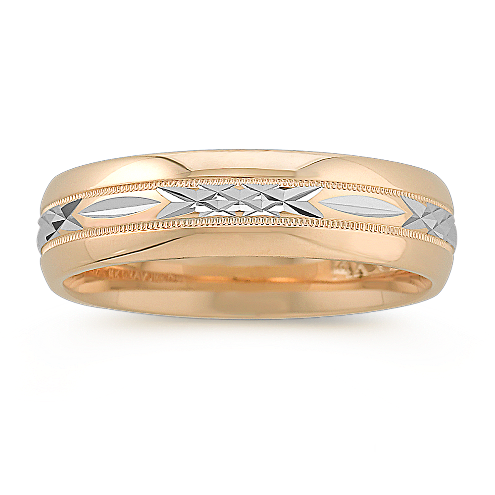 14k Two-Tone Gold Wedding Band (6mm)