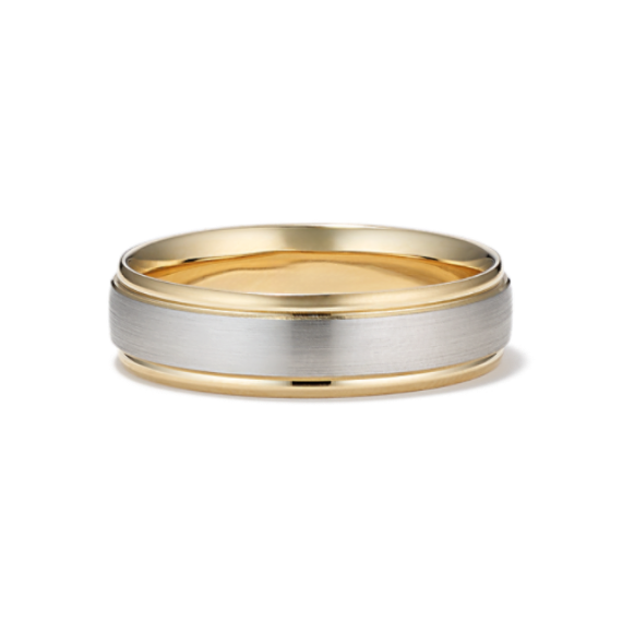TT 6mm Two-Tone Gold Stainless Steel Wedding Band Ring Size 6