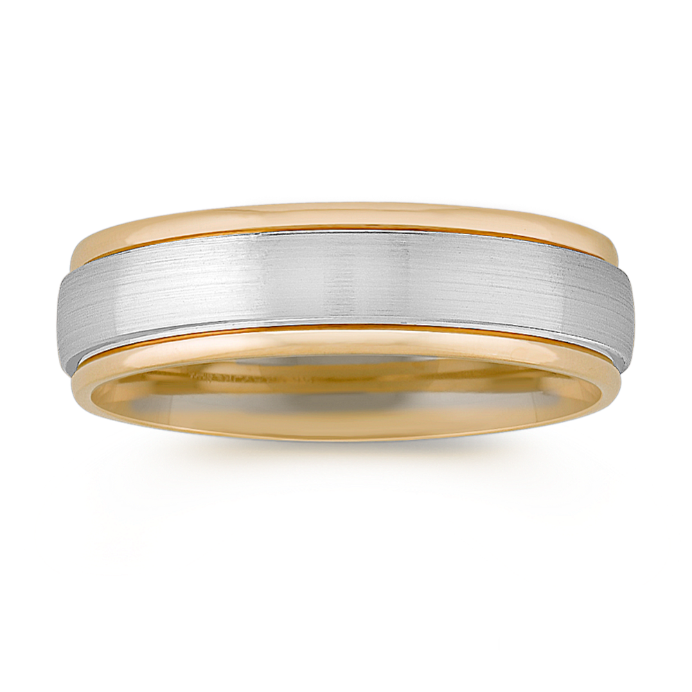 14k Two-Tone Gold Wedding Band (6mm)