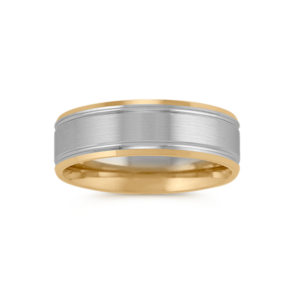 14k Two-Tone Wedding Band with Satin Finish (7mm)