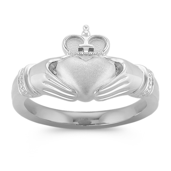 14k White Gold Claddagh Ring for Women