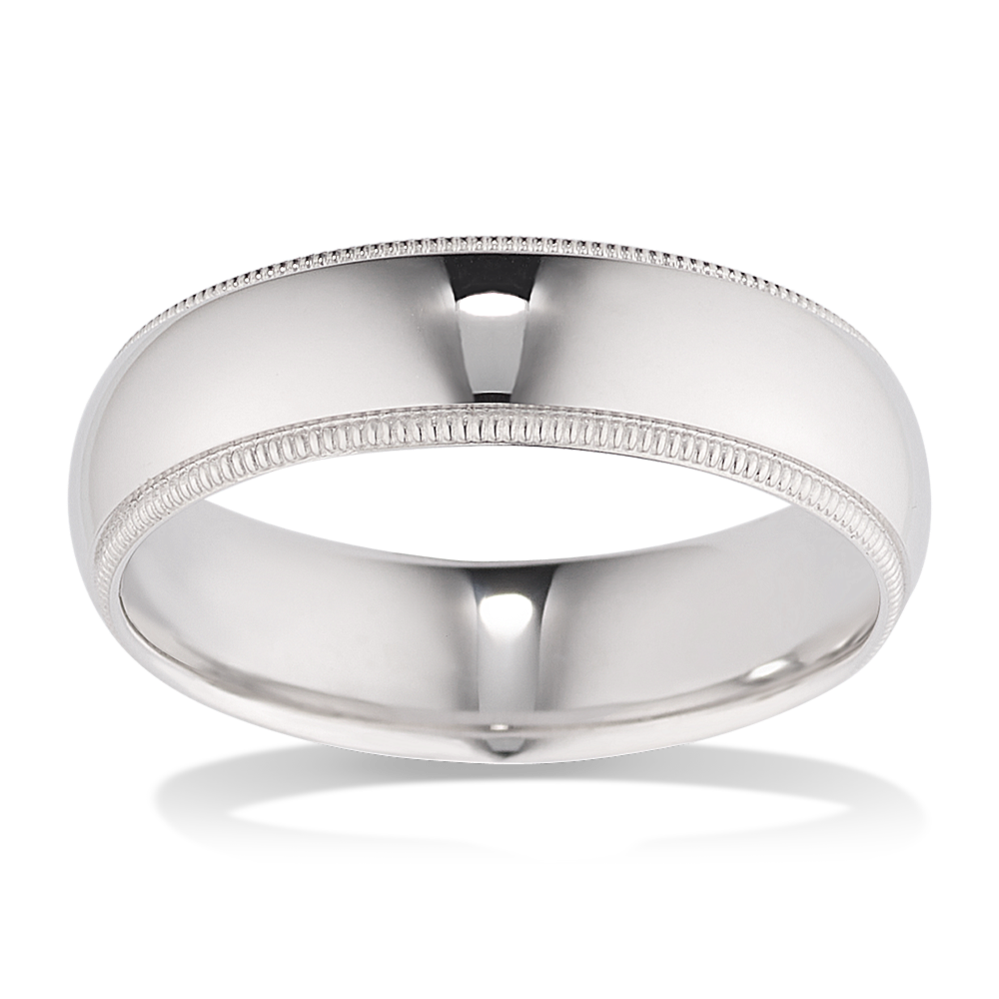 Milgrain Mens Band in 14K White Gold (6mm)