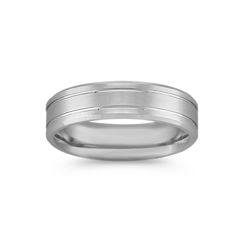 14k White Gold Comfort Fit Ring with Satin Finish (6mm)
