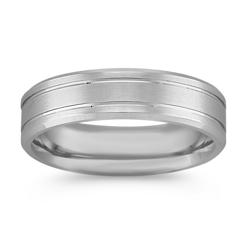 14k White Gold Comfort Fit Ring with Satin Finish (6mm)