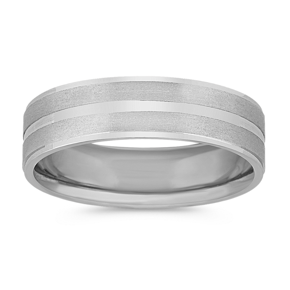 14k White Gold Comfort Fit Wedding Band (6mm)