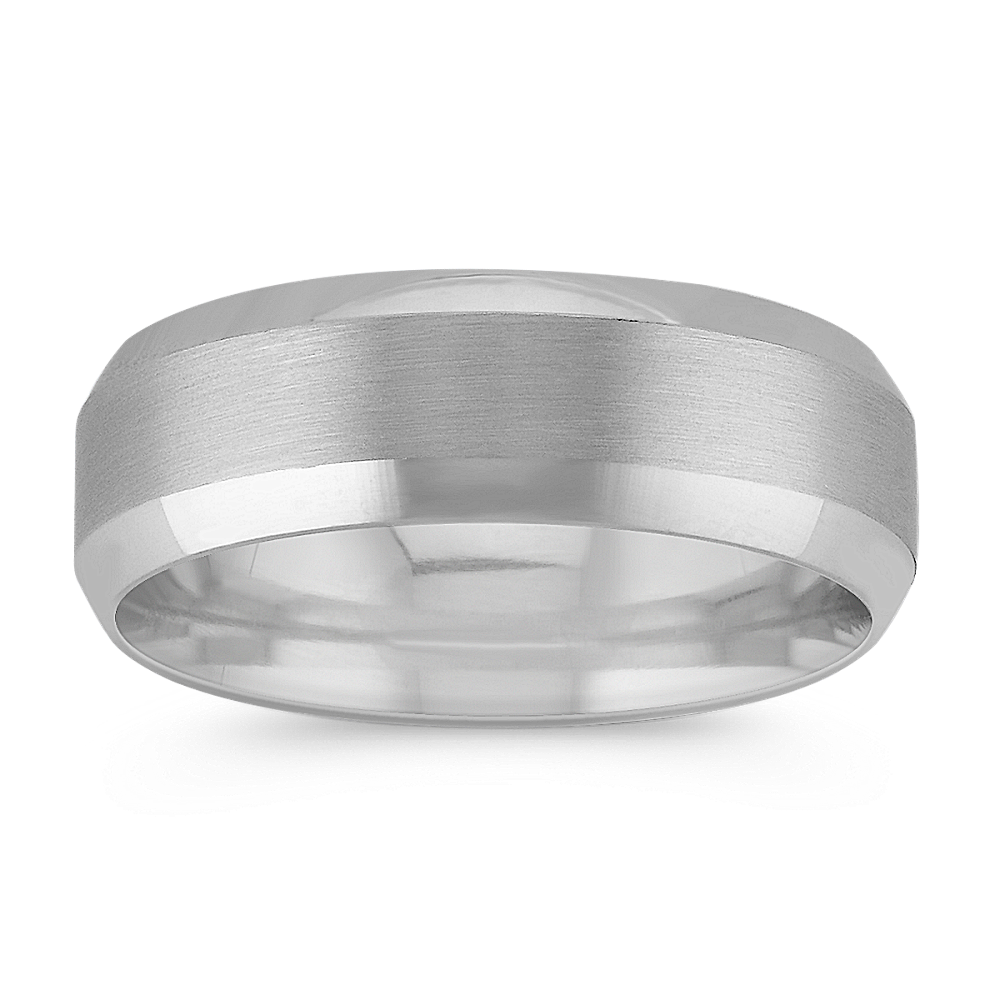 14k White Gold Comfort Fit Wedding Band with Satin Finish (7mm)