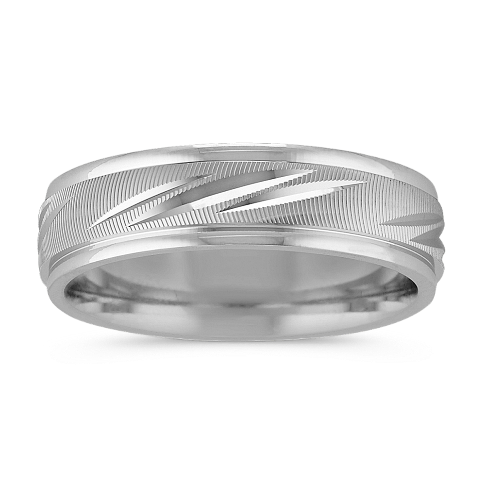 14k White Gold Engraved Band (6mm)